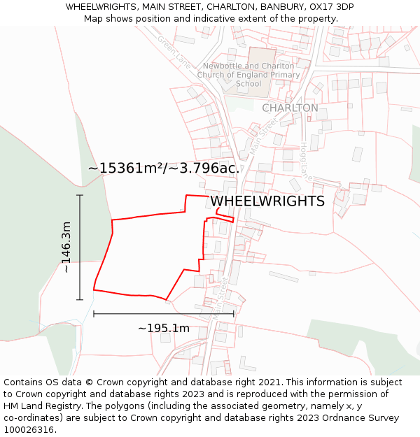 WHEELWRIGHTS, MAIN STREET, CHARLTON, BANBURY, OX17 3DP: Plot and title map
