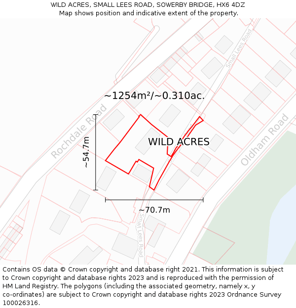 WILD ACRES, SMALL LEES ROAD, SOWERBY BRIDGE, HX6 4DZ: Plot and title map