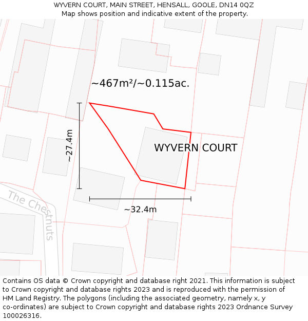 WYVERN COURT, MAIN STREET, HENSALL, GOOLE, DN14 0QZ: Plot and title map