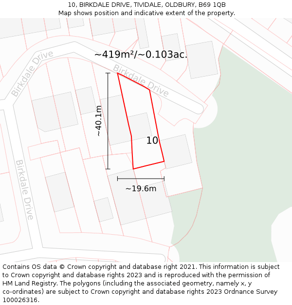 10, BIRKDALE DRIVE, TIVIDALE, OLDBURY, B69 1QB: Plot and title map