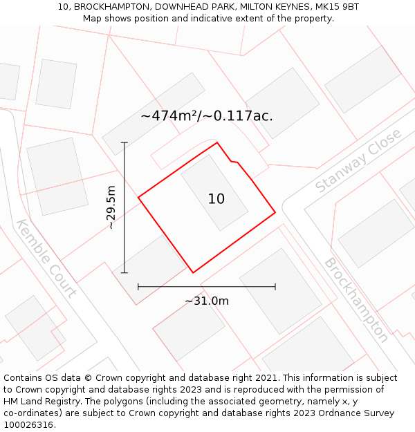10, BROCKHAMPTON, DOWNHEAD PARK, MILTON KEYNES, MK15 9BT: Plot and title map