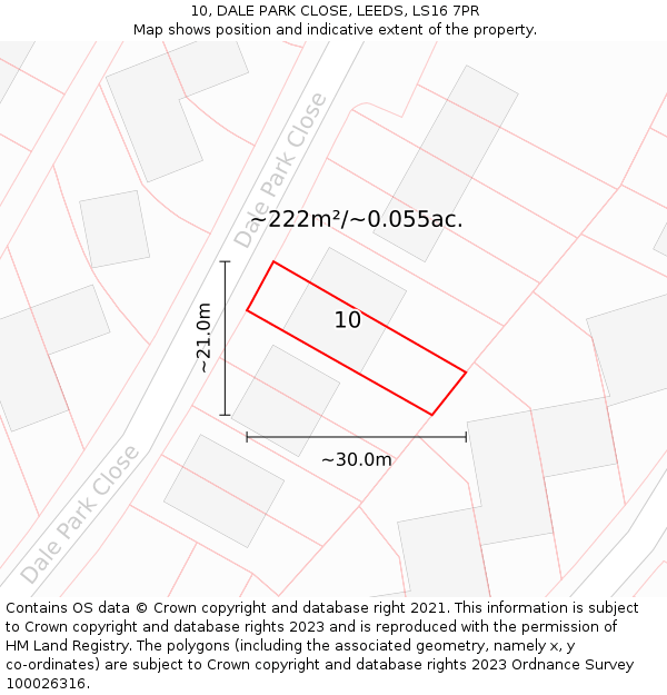 10, DALE PARK CLOSE, LEEDS, LS16 7PR: Plot and title map