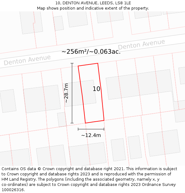 10, DENTON AVENUE, LEEDS, LS8 1LE: Plot and title map