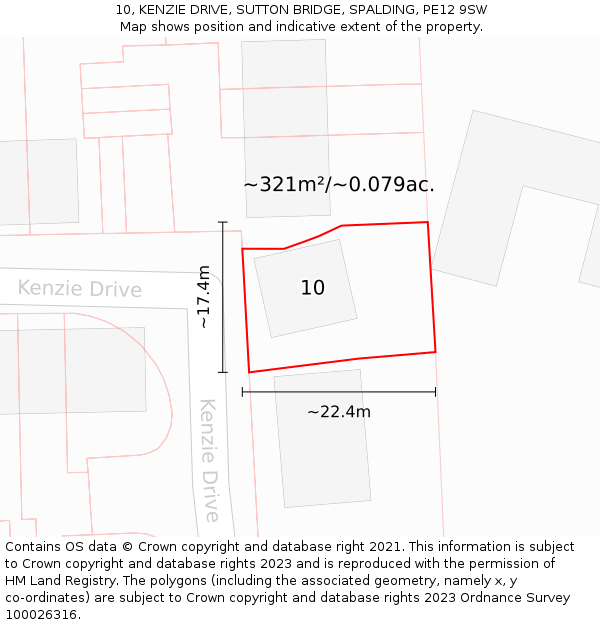 10, KENZIE DRIVE, SUTTON BRIDGE, SPALDING, PE12 9SW: Plot and title map