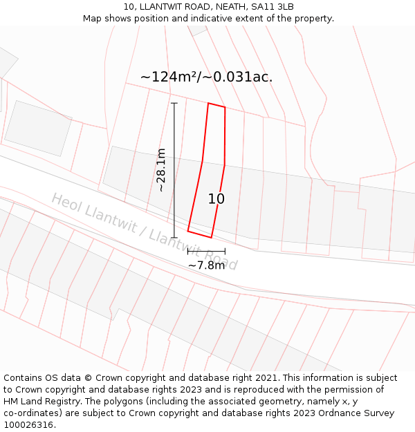 10, LLANTWIT ROAD, NEATH, SA11 3LB: Plot and title map