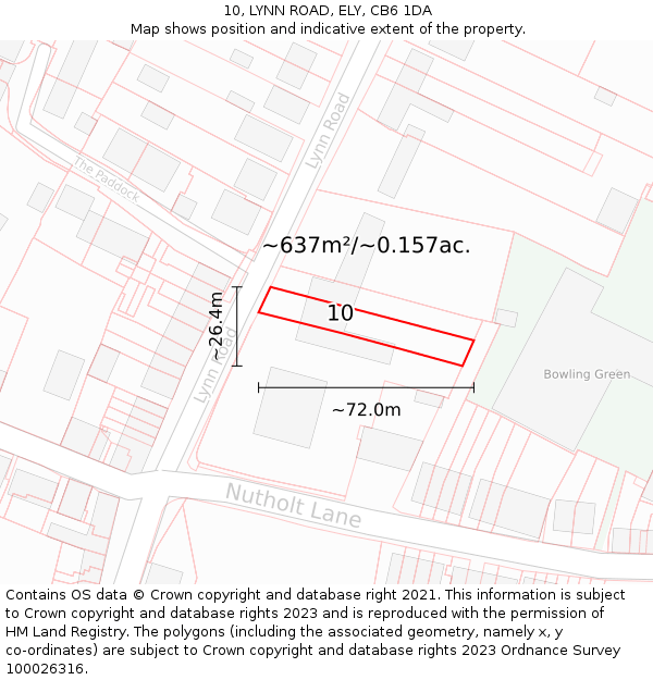 10, LYNN ROAD, ELY, CB6 1DA: Plot and title map