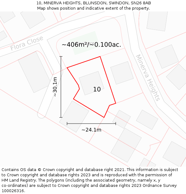 10, MINERVA HEIGHTS, BLUNSDON, SWINDON, SN26 8AB: Plot and title map
