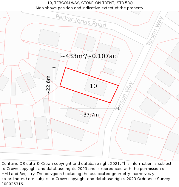 10, TERSON WAY, STOKE-ON-TRENT, ST3 5RQ: Plot and title map