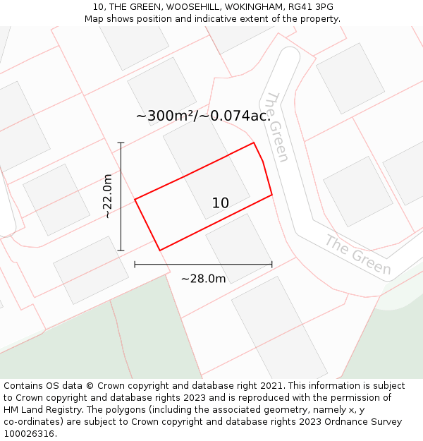 10, THE GREEN, WOOSEHILL, WOKINGHAM, RG41 3PG: Plot and title map