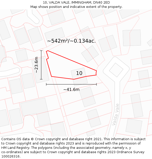 10, VALDA VALE, IMMINGHAM, DN40 2ED: Plot and title map
