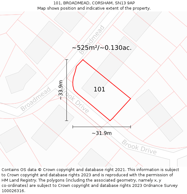 101, BROADMEAD, CORSHAM, SN13 9AP: Plot and title map