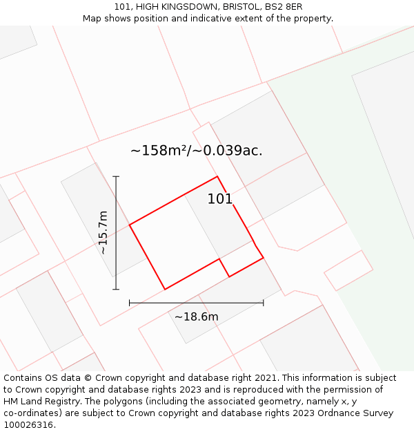 101, HIGH KINGSDOWN, BRISTOL, BS2 8ER: Plot and title map