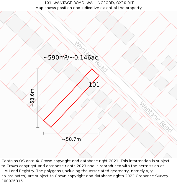 101, WANTAGE ROAD, WALLINGFORD, OX10 0LT: Plot and title map