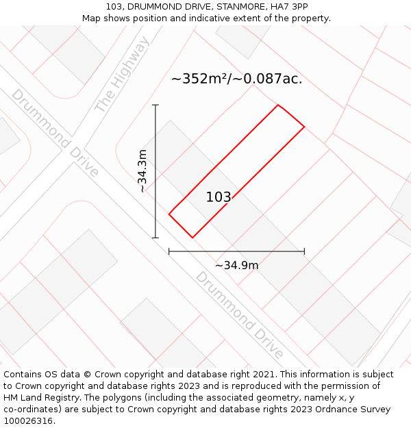 103, DRUMMOND DRIVE, STANMORE, HA7 3PP: Plot and title map