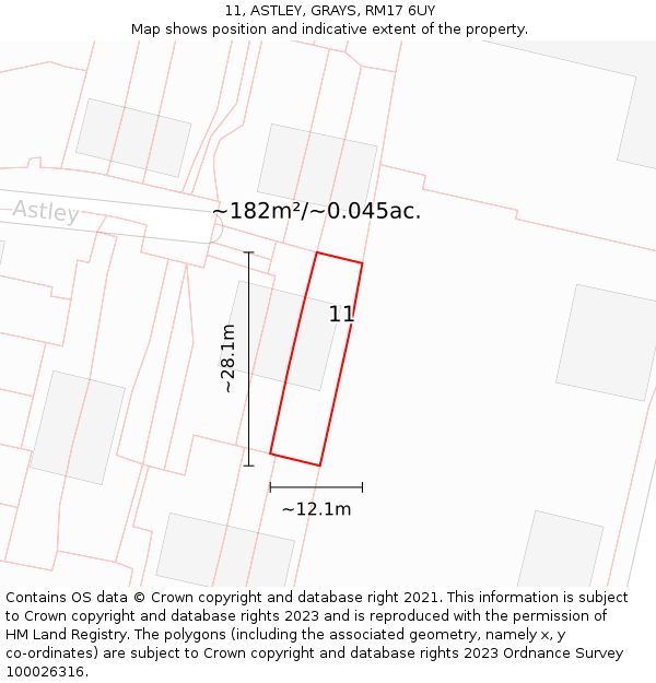 11, ASTLEY, GRAYS, RM17 6UY: Plot and title map