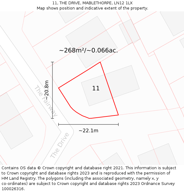 11, THE DRIVE, MABLETHORPE, LN12 1LX: Plot and title map