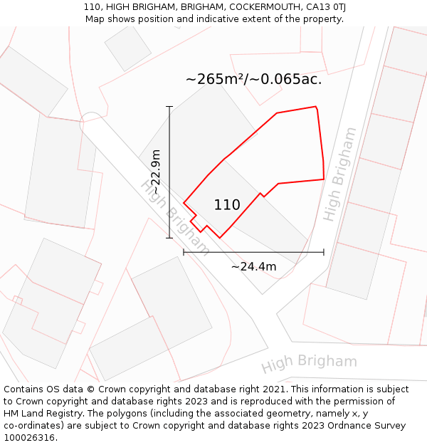 110, HIGH BRIGHAM, BRIGHAM, COCKERMOUTH, CA13 0TJ: Plot and title map
