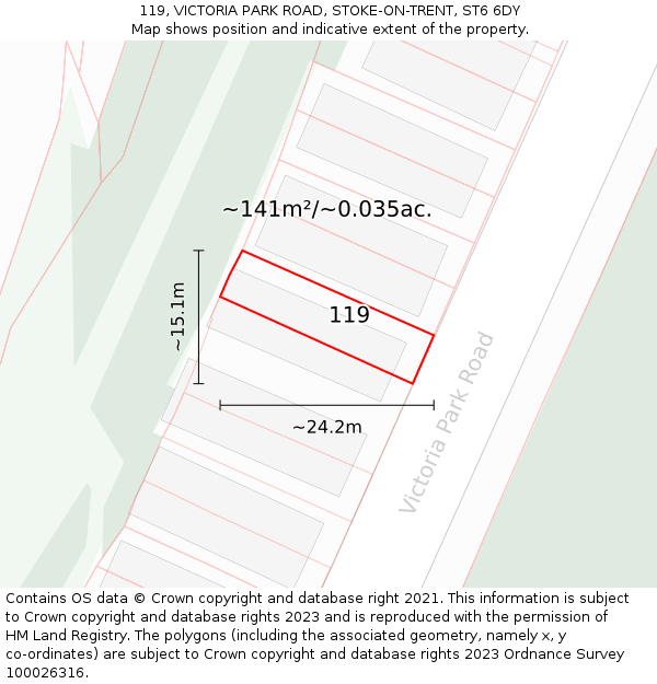 119, VICTORIA PARK ROAD, STOKE-ON-TRENT, ST6 6DY: Plot and title map