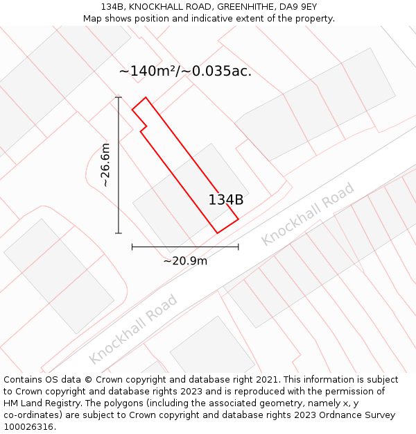 134B, KNOCKHALL ROAD, GREENHITHE, DA9 9EY: Plot and title map