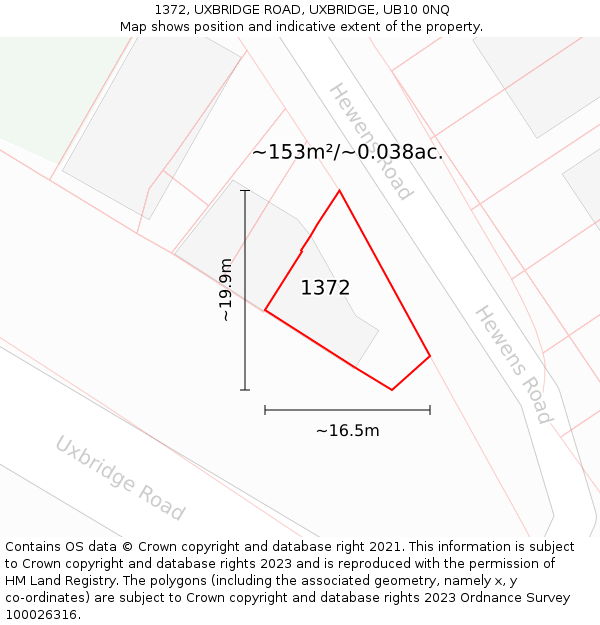 1372, UXBRIDGE ROAD, UXBRIDGE, UB10 0NQ: Plot and title map