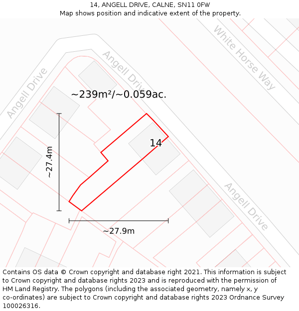 14, ANGELL DRIVE, CALNE, SN11 0FW: Plot and title map
