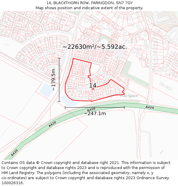 14, BLACKTHORN ROW, FARINGDON, SN7 7GY: Plot and title map