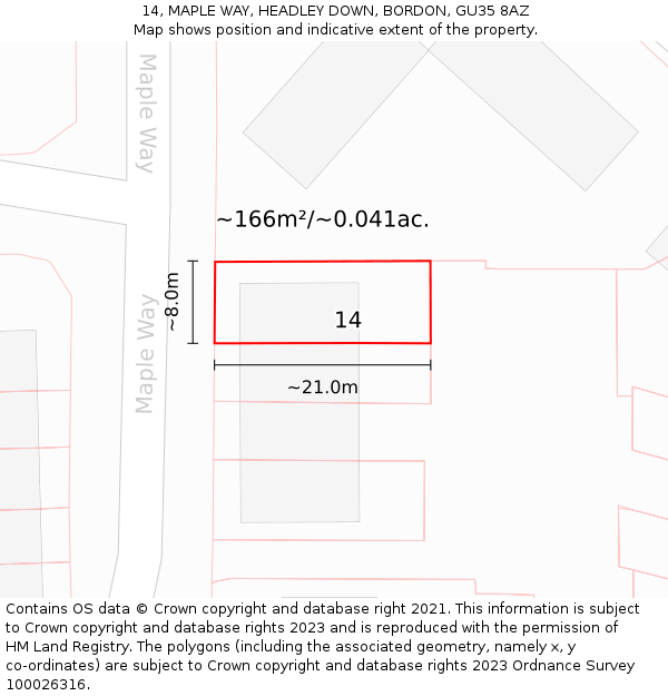 14, MAPLE WAY, HEADLEY DOWN, BORDON, GU35 8AZ: Plot and title map
