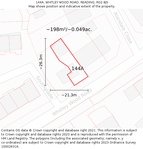 144A, WHITLEY WOOD ROAD, READING, RG2 8JS: Plot and title map