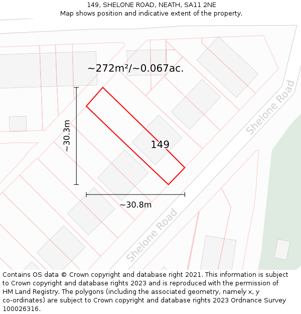 149, SHELONE ROAD, NEATH, SA11 2NE: Plot and title map