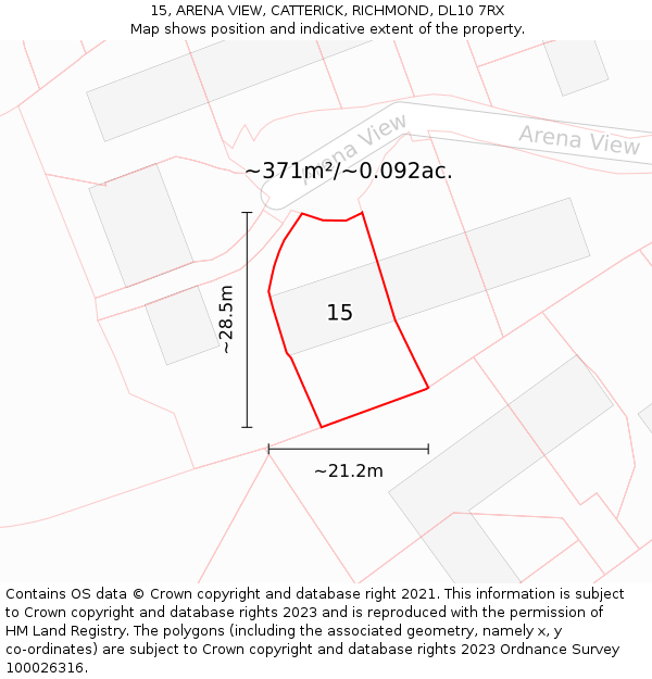 15, ARENA VIEW, CATTERICK, RICHMOND, DL10 7RX: Plot and title map