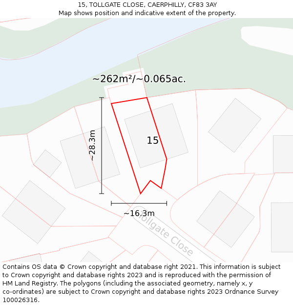 15, TOLLGATE CLOSE, CAERPHILLY, CF83 3AY: Plot and title map