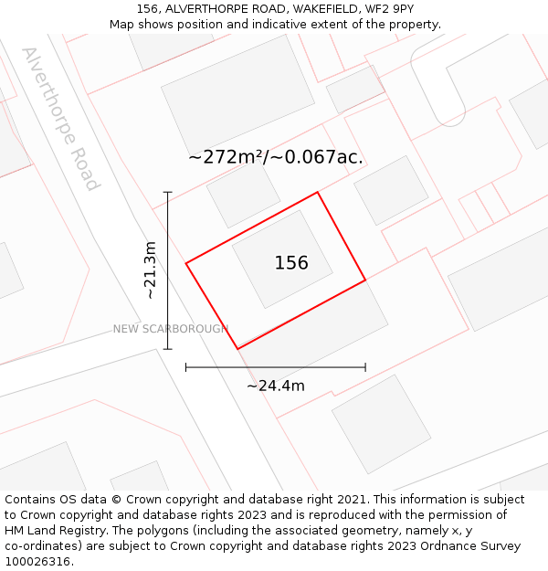 156, ALVERTHORPE ROAD, WAKEFIELD, WF2 9PY: Plot and title map