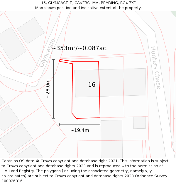 16, GLYNCASTLE, CAVERSHAM, READING, RG4 7XF: Plot and title map