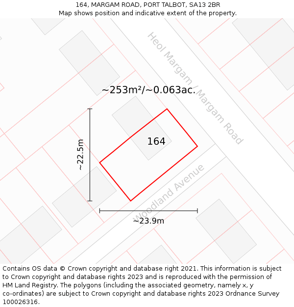 164, MARGAM ROAD, PORT TALBOT, SA13 2BR: Plot and title map