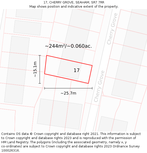 17, CHERRY GROVE, SEAHAM, SR7 7RR: Plot and title map