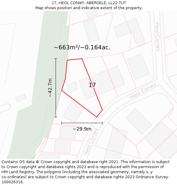 17, HEOL CONWY, ABERGELE, LL22 7UT: Plot and title map