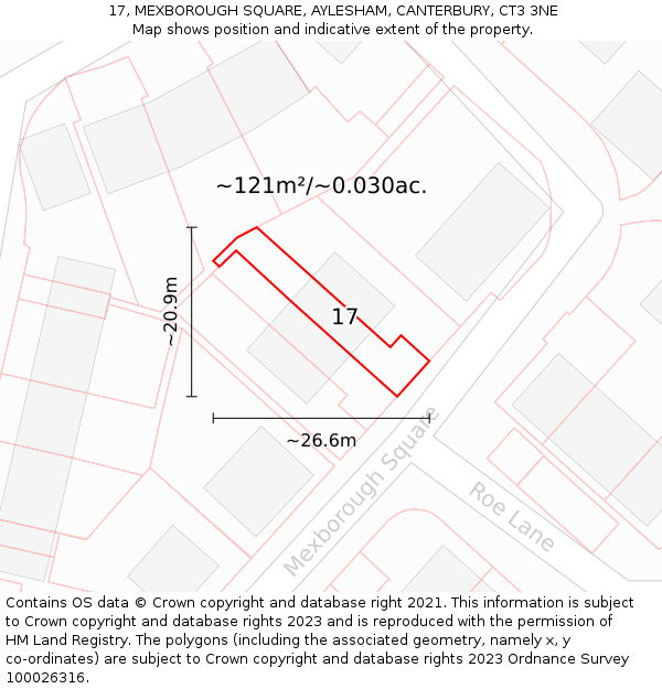 17, MEXBOROUGH SQUARE, AYLESHAM, CANTERBURY, CT3 3NE: Plot and title map