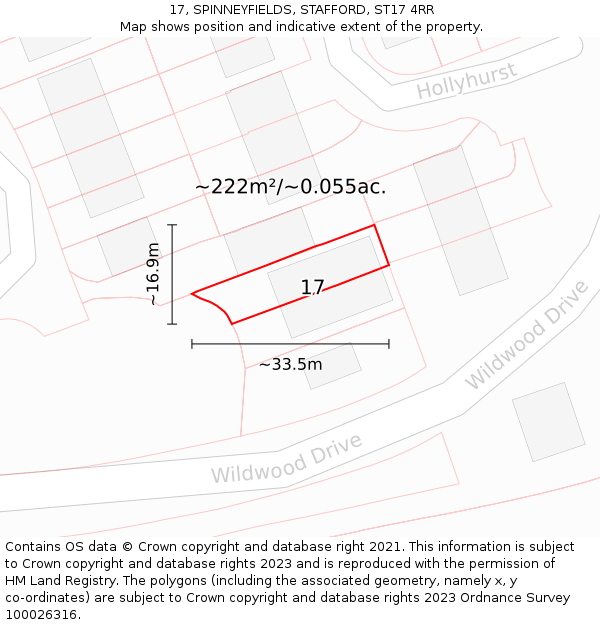 17, SPINNEYFIELDS, STAFFORD, ST17 4RR: Plot and title map