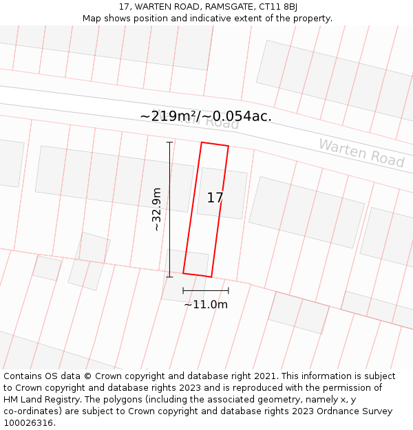 17, WARTEN ROAD, RAMSGATE, CT11 8BJ: Plot and title map