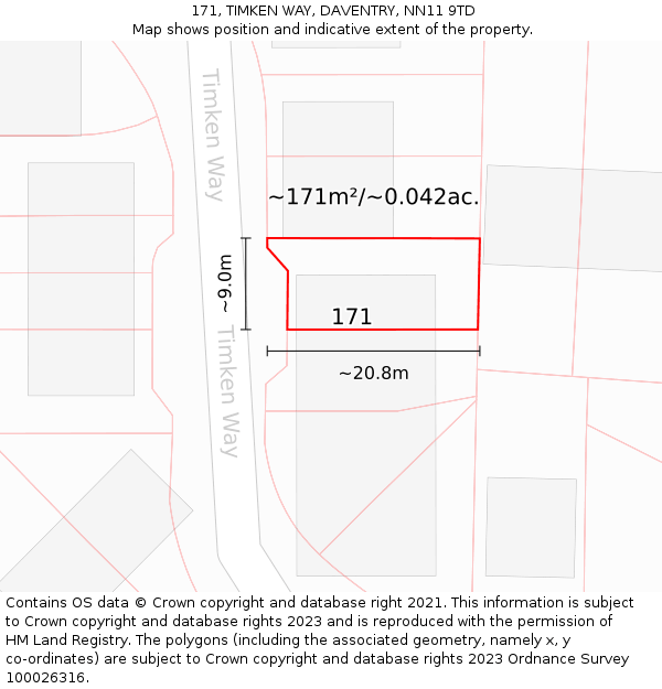 171, TIMKEN WAY, DAVENTRY, NN11 9TD: Plot and title map