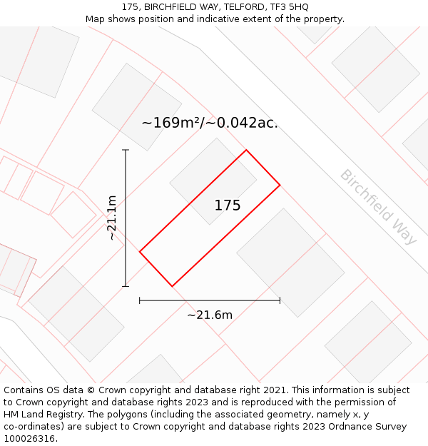 175, BIRCHFIELD WAY, TELFORD, TF3 5HQ: Plot and title map