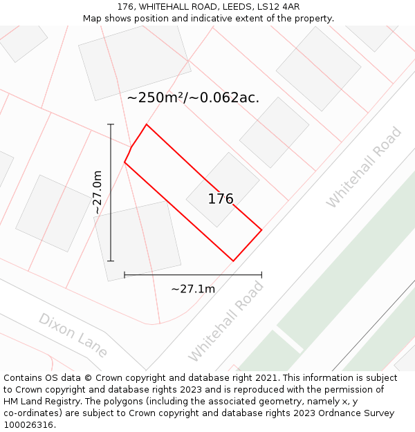176, WHITEHALL ROAD, LEEDS, LS12 4AR: Plot and title map