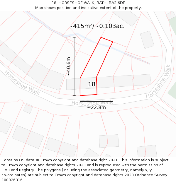 18, HORSESHOE WALK, BATH, BA2 6DE: Plot and title map