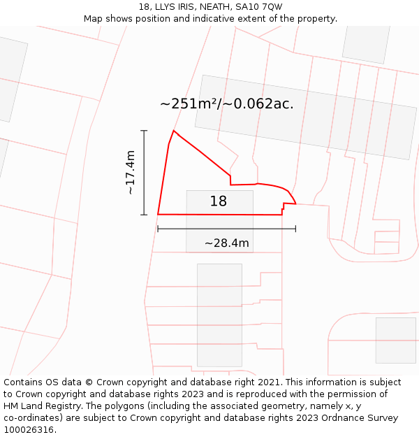 18, LLYS IRIS, NEATH, SA10 7QW: Plot and title map