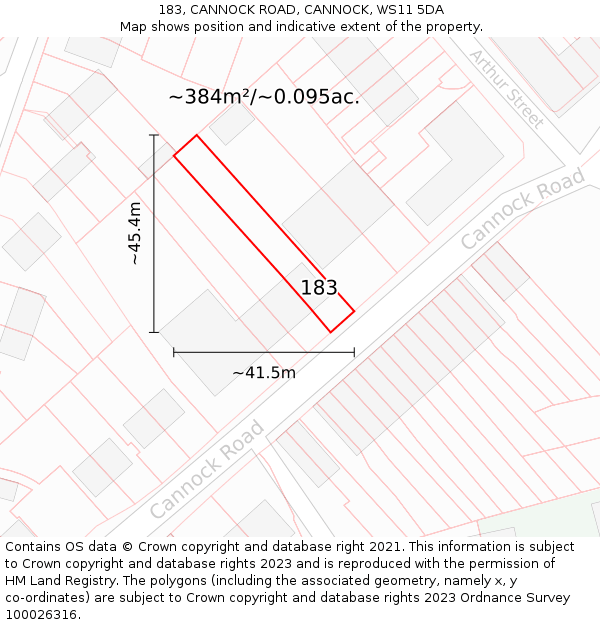 183, CANNOCK ROAD, CANNOCK, WS11 5DA: Plot and title map