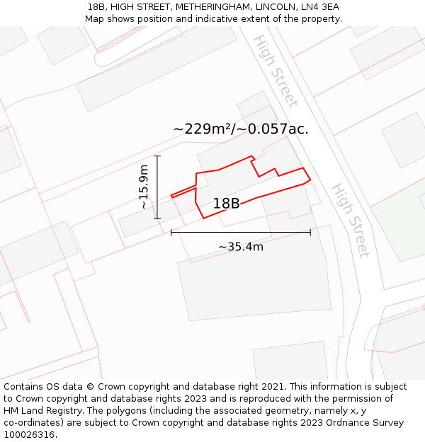 18B, HIGH STREET, METHERINGHAM, LINCOLN, LN4 3EA: Plot and title map