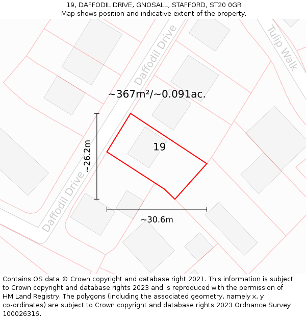 19, DAFFODIL DRIVE, GNOSALL, STAFFORD, ST20 0GR: Plot and title map