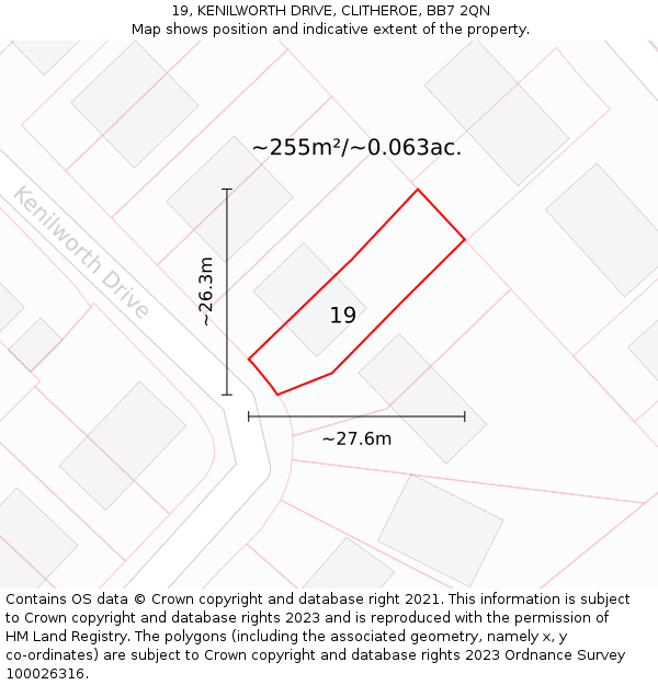 19, KENILWORTH DRIVE, CLITHEROE, BB7 2QN: Plot and title map