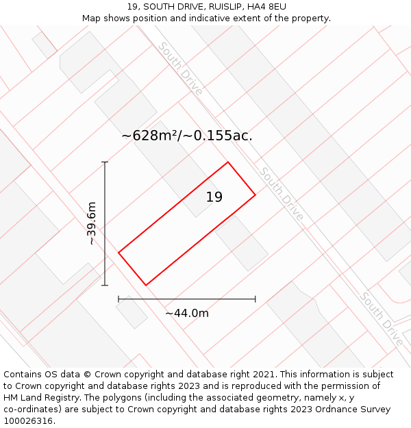 19, SOUTH DRIVE, RUISLIP, HA4 8EU: Plot and title map