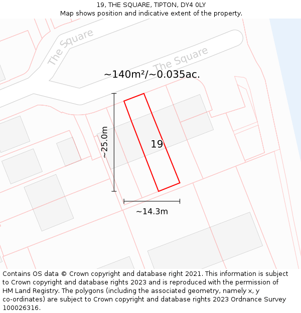 19, THE SQUARE, TIPTON, DY4 0LY: Plot and title map